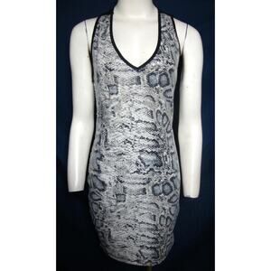 CAMEO Sequin Snakeskin Print Mini Dress Junior S M Strappy Back Gray Black Tank